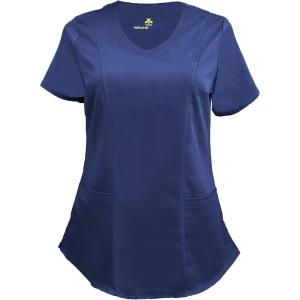 Natural Uniforms Women’s Ultra Soft Stretch Mock Wrap Scrub Top 8201(True Navy Blue)