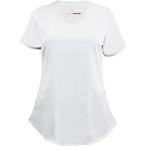 Natural Uniforms Women’s Ultra Soft Stretch Mock Wrap Scrub Top 8201(White)