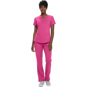 Natural Uniforms Women’s Ultra Soft Y-Neck Scrub Set 8200-9200(Hot Pink)