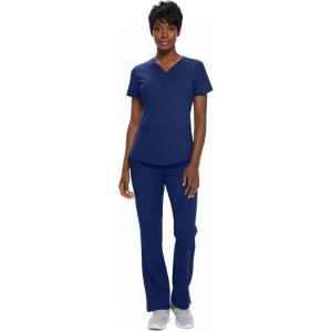 Natural Uniforms Women’s Ultra Soft Y-Neck Scrub Set 8200-9200(True Navy Blue)