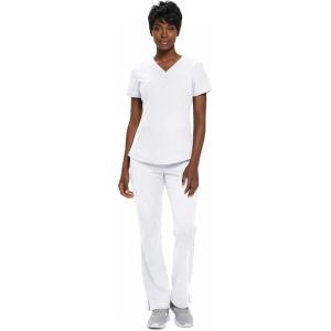 Natural Uniforms Women’s Ultra Soft Y-Neck Scrub Set 8200-9200(White)