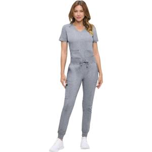 Natural Uniforms Womens Ultra-Soft Luxe Stretch Jogger Scrub Set with Regular and Petite Sizes(Heather Grey)