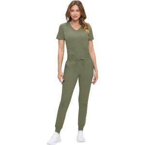 Natural Uniforms Womens Ultra-Soft Luxe Stretch Jogger Scrub Set with Regular and Petite Sizes(Olive)