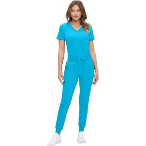 Natural Uniforms Womens Ultra-Soft Luxe Stretch Jogger Scrub Set with Regular and Petite Sizes(Water Blue)