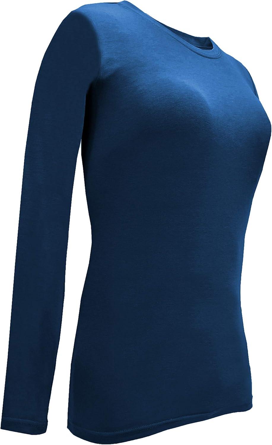 imageCotton Essentials Womens Under Scrub Tee Crew Neck Long Sleeve TTrue Navy Blue