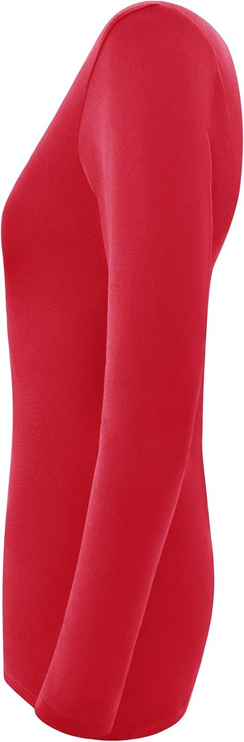 imageMampM Scrubs Womens Long Sleeve Under Scrub Stretch VNeck TShirt Scrub TopRed