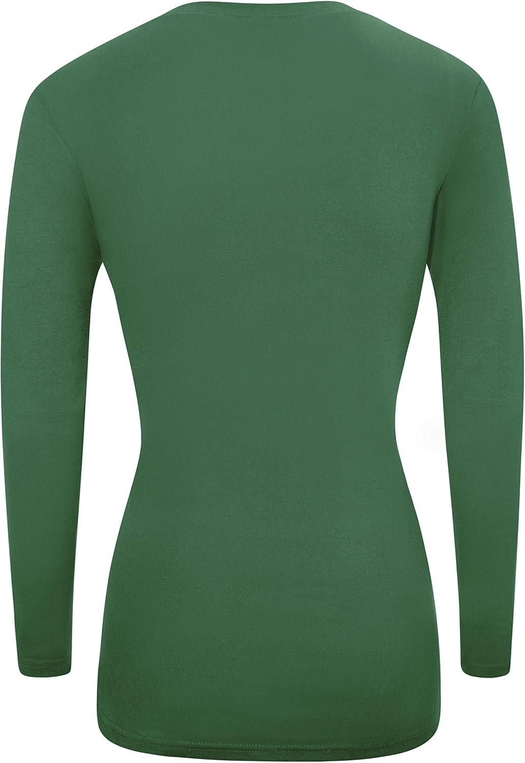 imageMampM Scrubs Womens Long Sleeve Under Scrub Stretch VNeck TShirt Scrub TopTrue Hunter Green