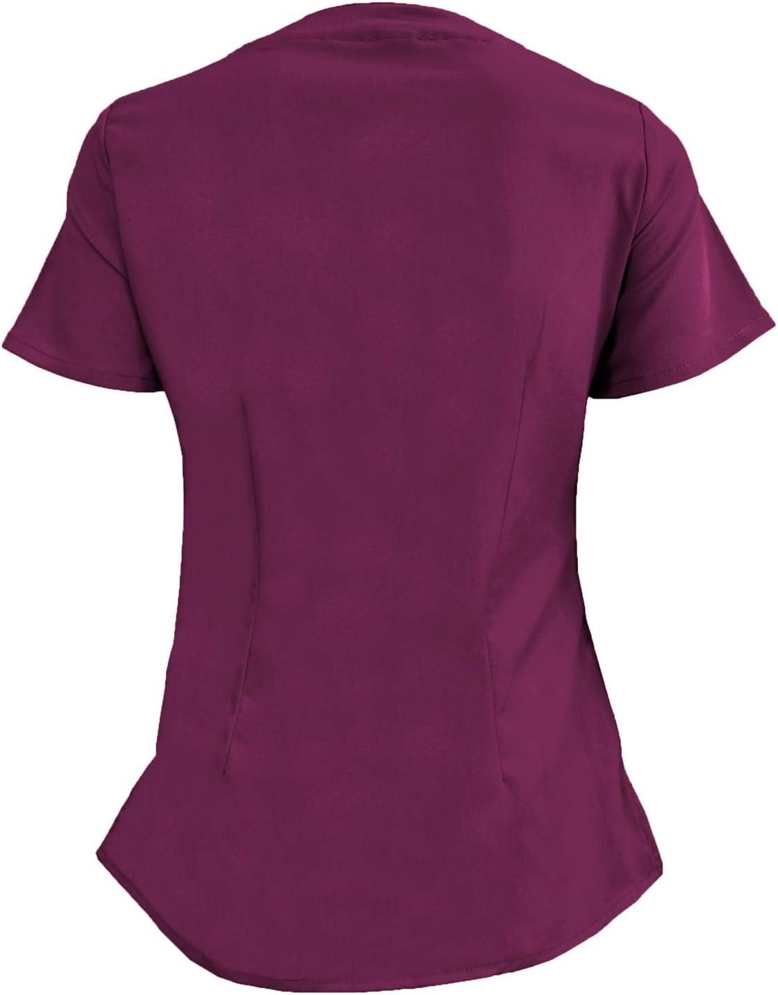 imageMampM Scrubs Womens Stretch Mock Wrap Scrub Top 8201Burgundy