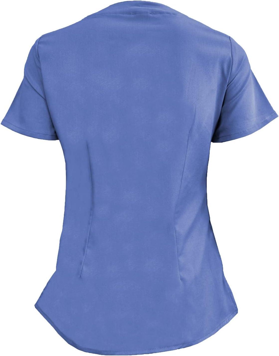 imageMampM Scrubs Womens Stretch Mock Wrap Scrub Top 8201Ceil Blue