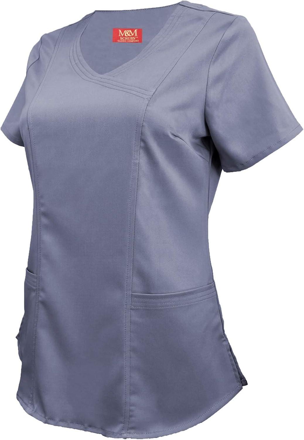 imageMampM Scrubs Womens Stretch Mock Wrap Scrub Top 8201Charcoal