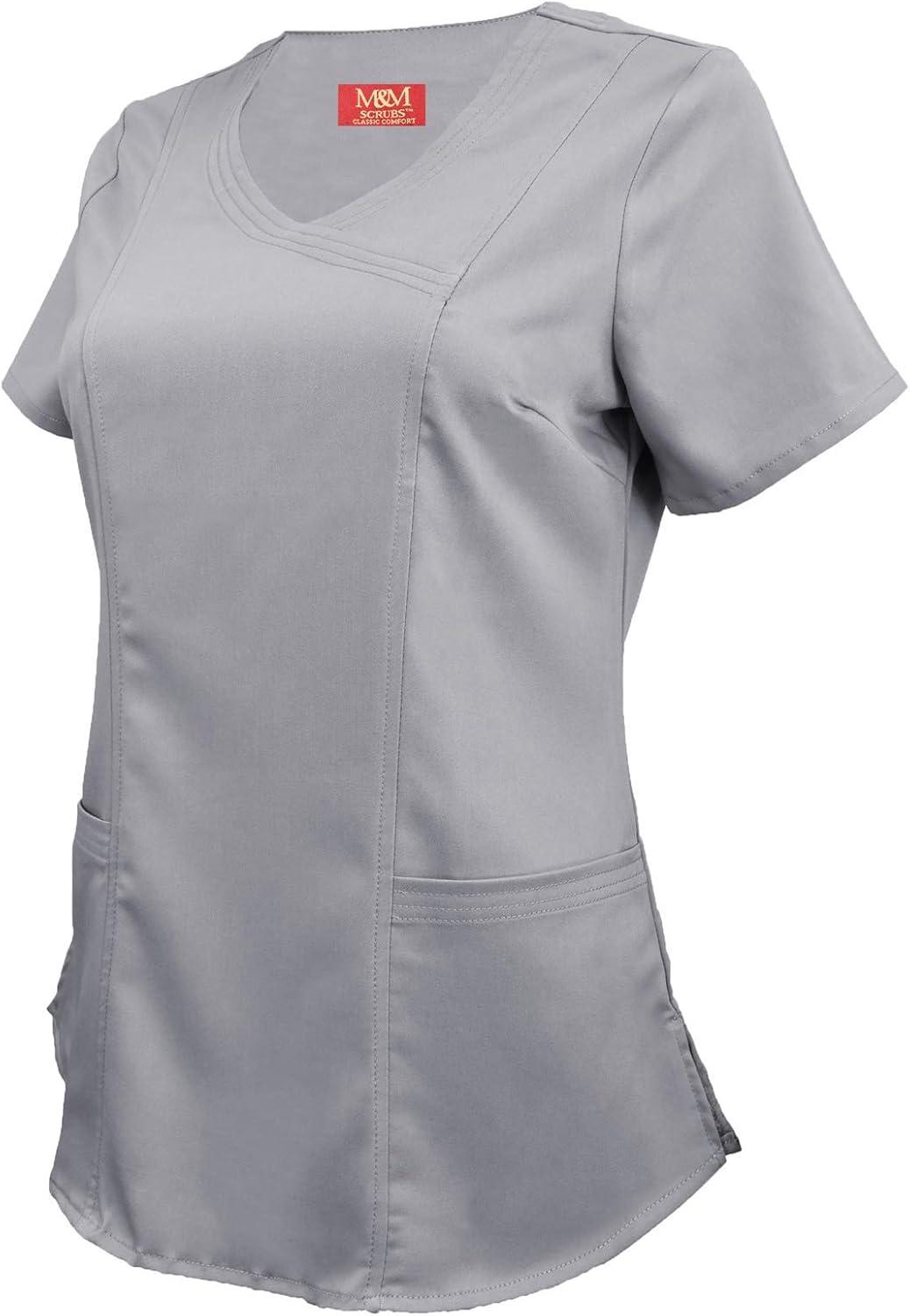 imageMampM Scrubs Womens Stretch Mock Wrap Scrub Top 8201Grey