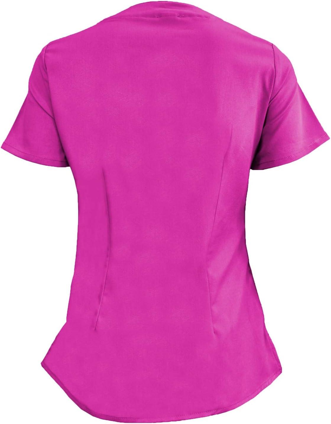 imageMampM Scrubs Womens Stretch Mock Wrap Scrub Top 8201Hot Pink
