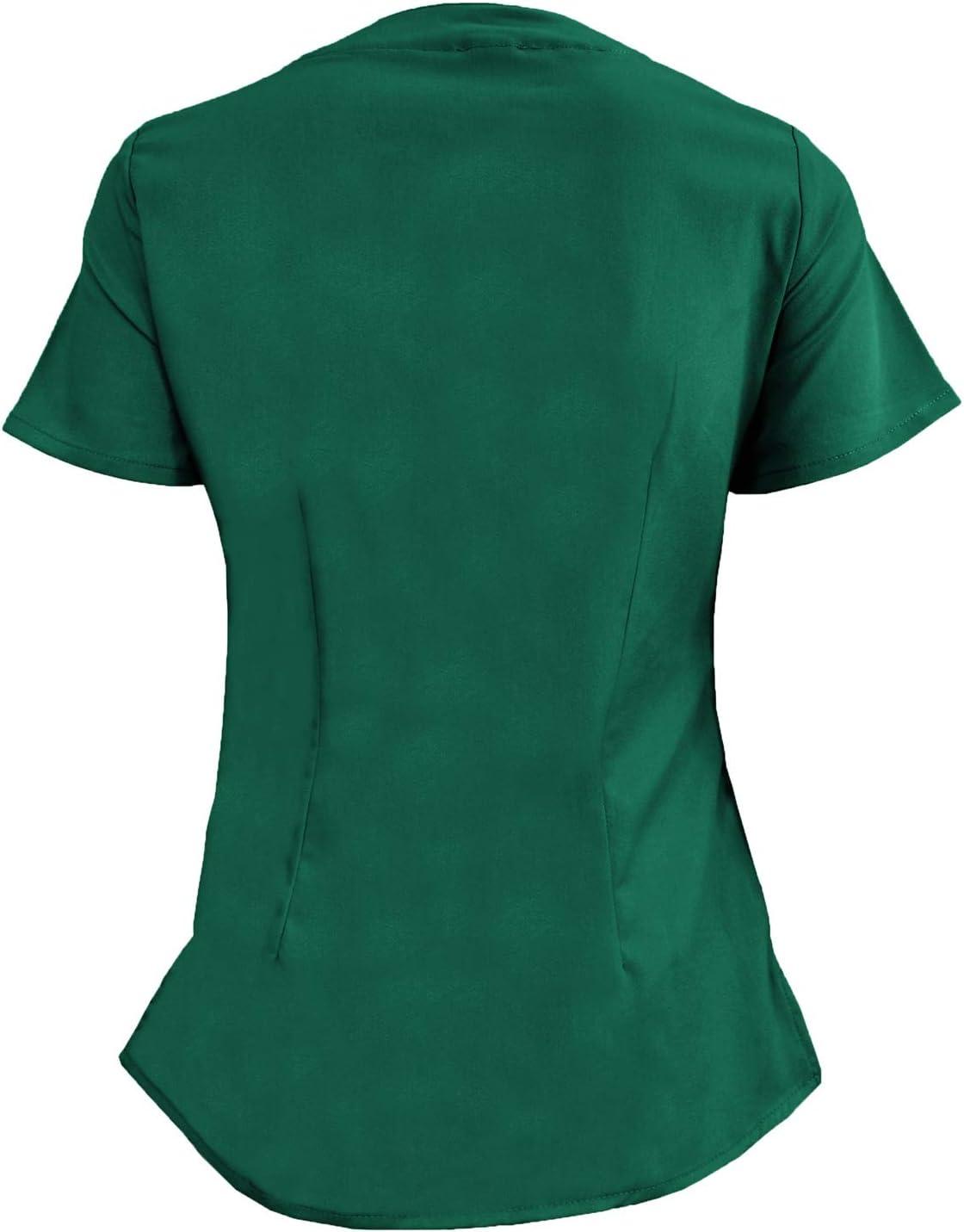 imageMampM Scrubs Womens Stretch Mock Wrap Scrub Top 8201Hunter Green