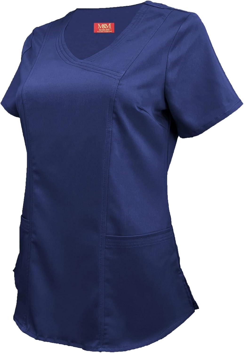 imageMampM Scrubs Womens Stretch Mock Wrap Scrub Top 8201Navy