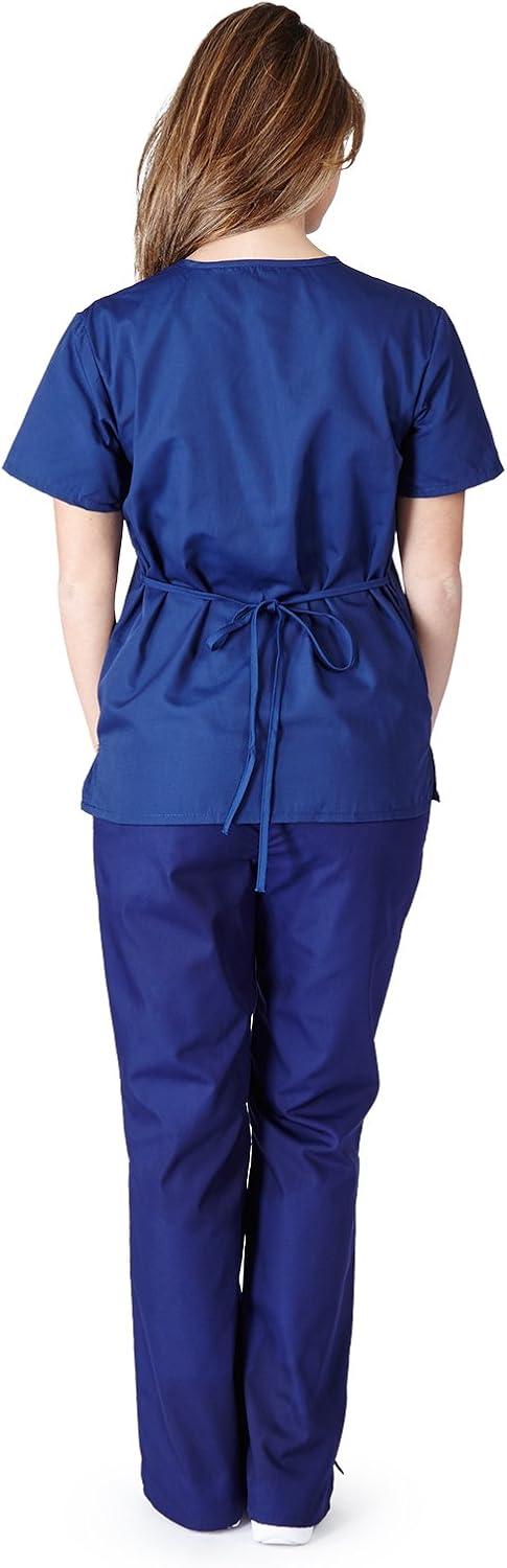 imageNatural Uniforms Womens Mock WrapFlare Pant Medical Scrubs SetNavy Blue