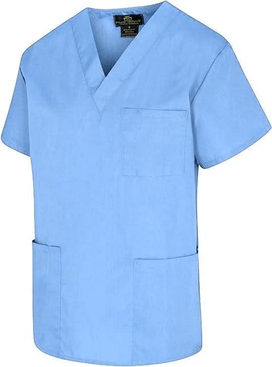 imageNatural Uniforms Classic Unisex 3 Pocket Scrub Top CHK101Ceil Blue