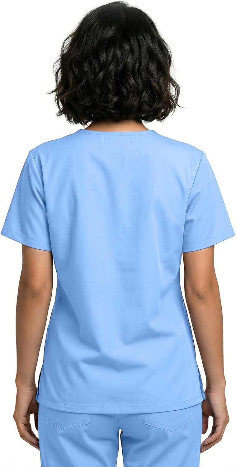 imageNatural Uniforms Classic Unisex 3 Pocket Scrub Top CHK101Ceil Blue