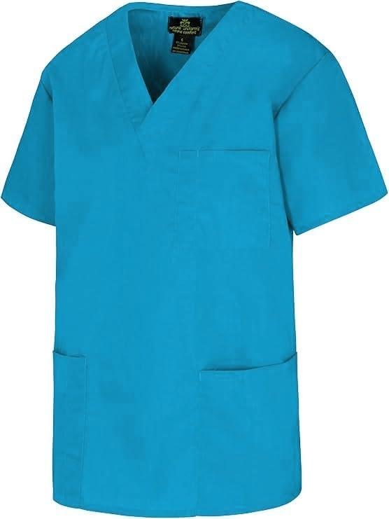 imageNatural Uniforms Classic Unisex 3 Pocket Scrub Top CHK101Teal Blue