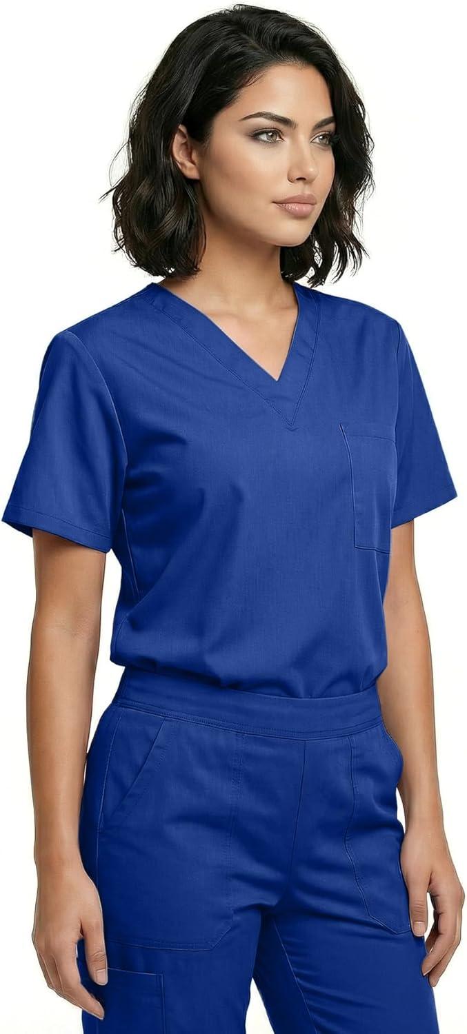 imageNatural Uniforms Classic Unisex 3 Pocket Scrub Top CHK101True Navy Blue