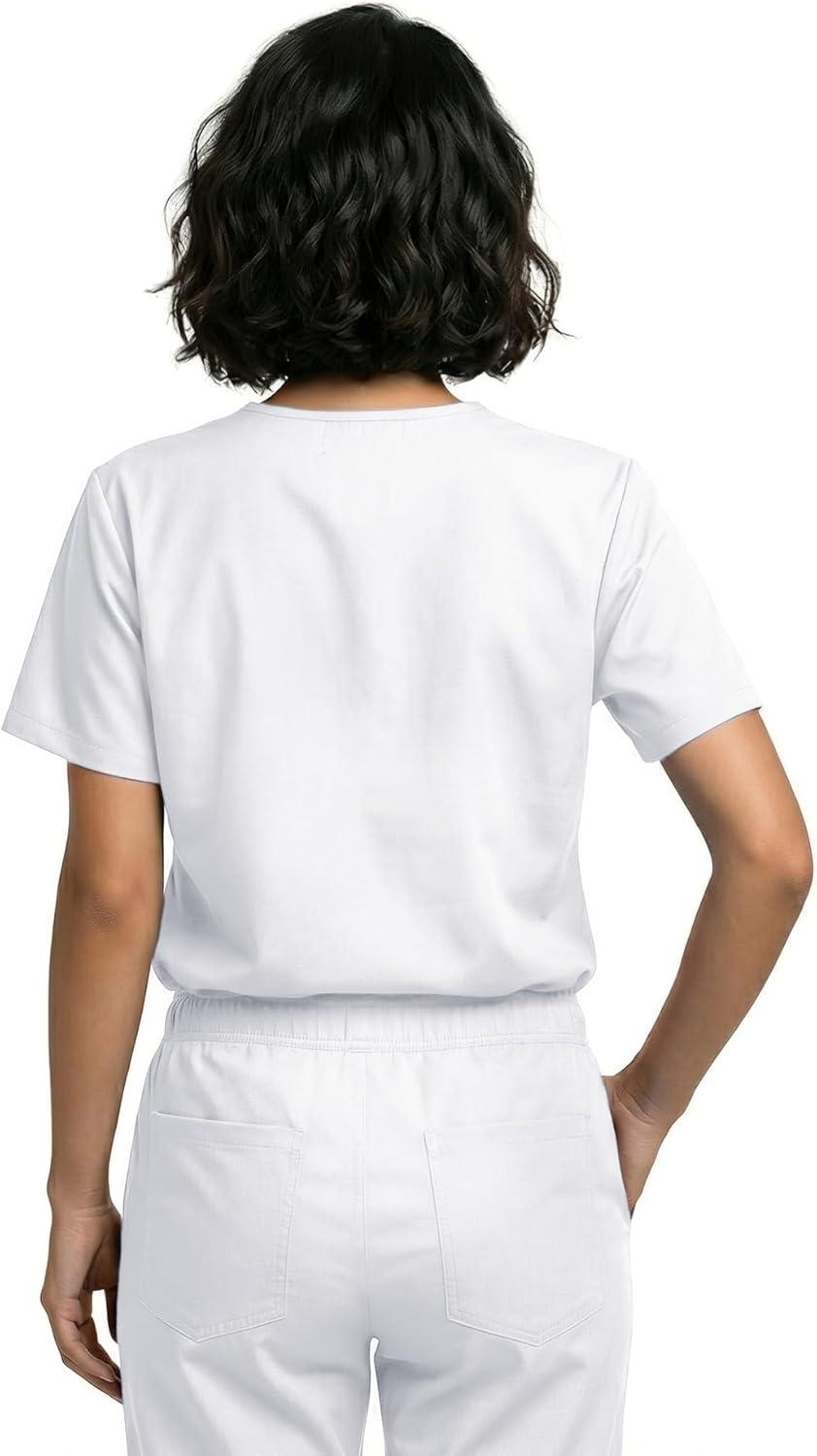 imageNatural Uniforms Classic Unisex 3 Pocket Scrub Top CHK101White
