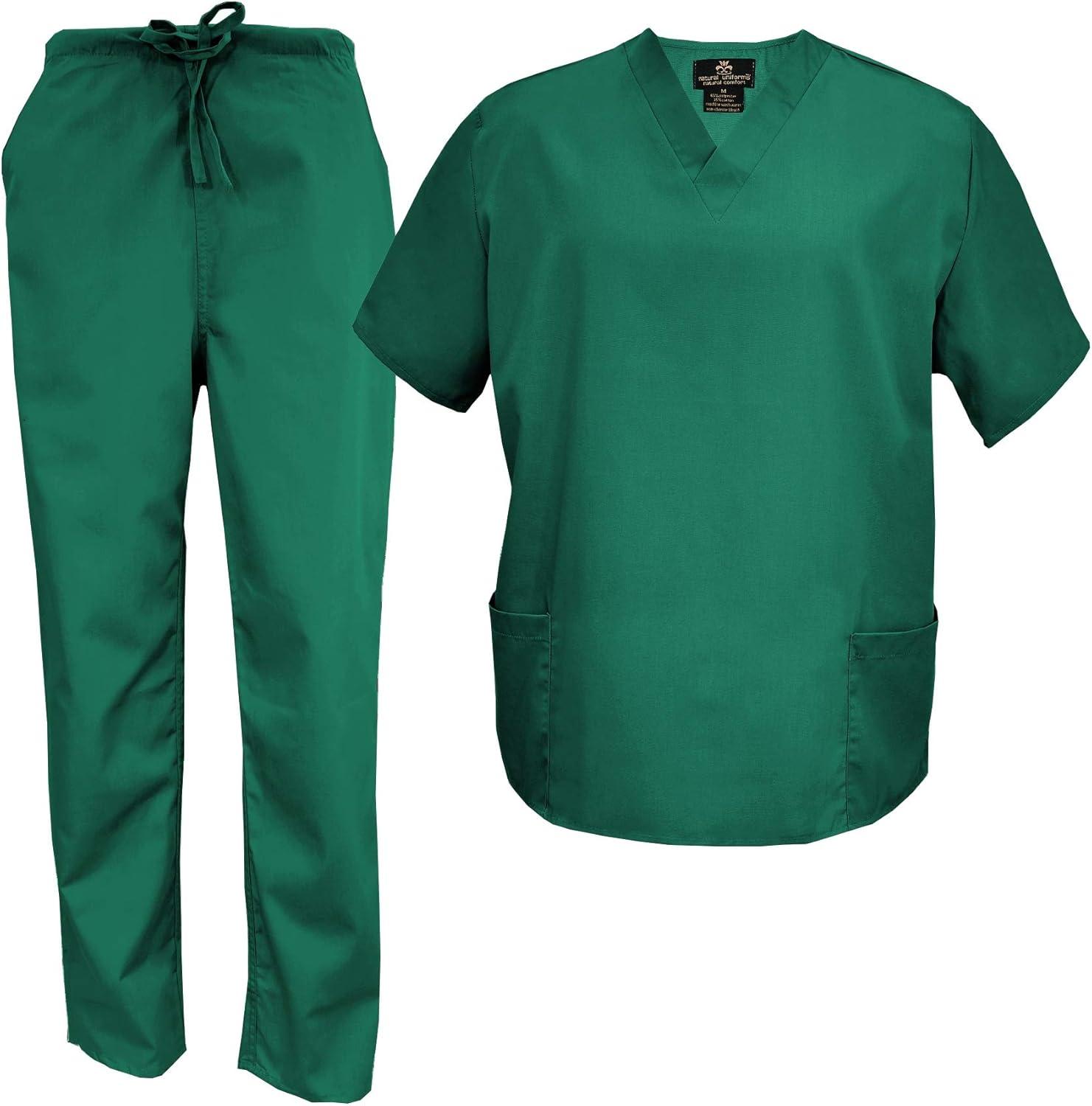 imageNatural Uniforms Comfortable Fit Mens Workwear Uniform 8 Pocket Top and Pant SetTrue Hunter Green