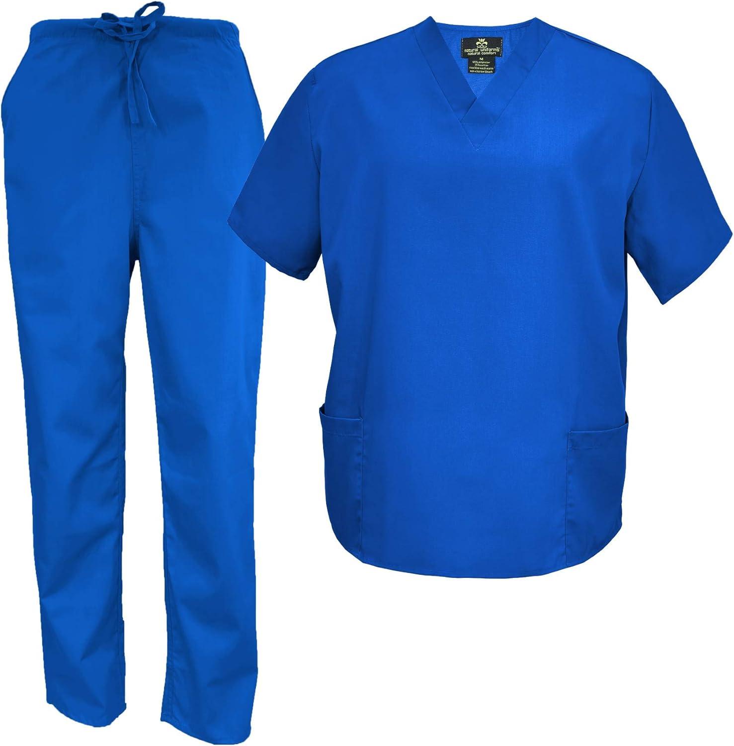 imageNatural Uniforms Comfortable Fit Mens Workwear Uniform 8 Pocket Top and Pant SetTrue Royal Blue