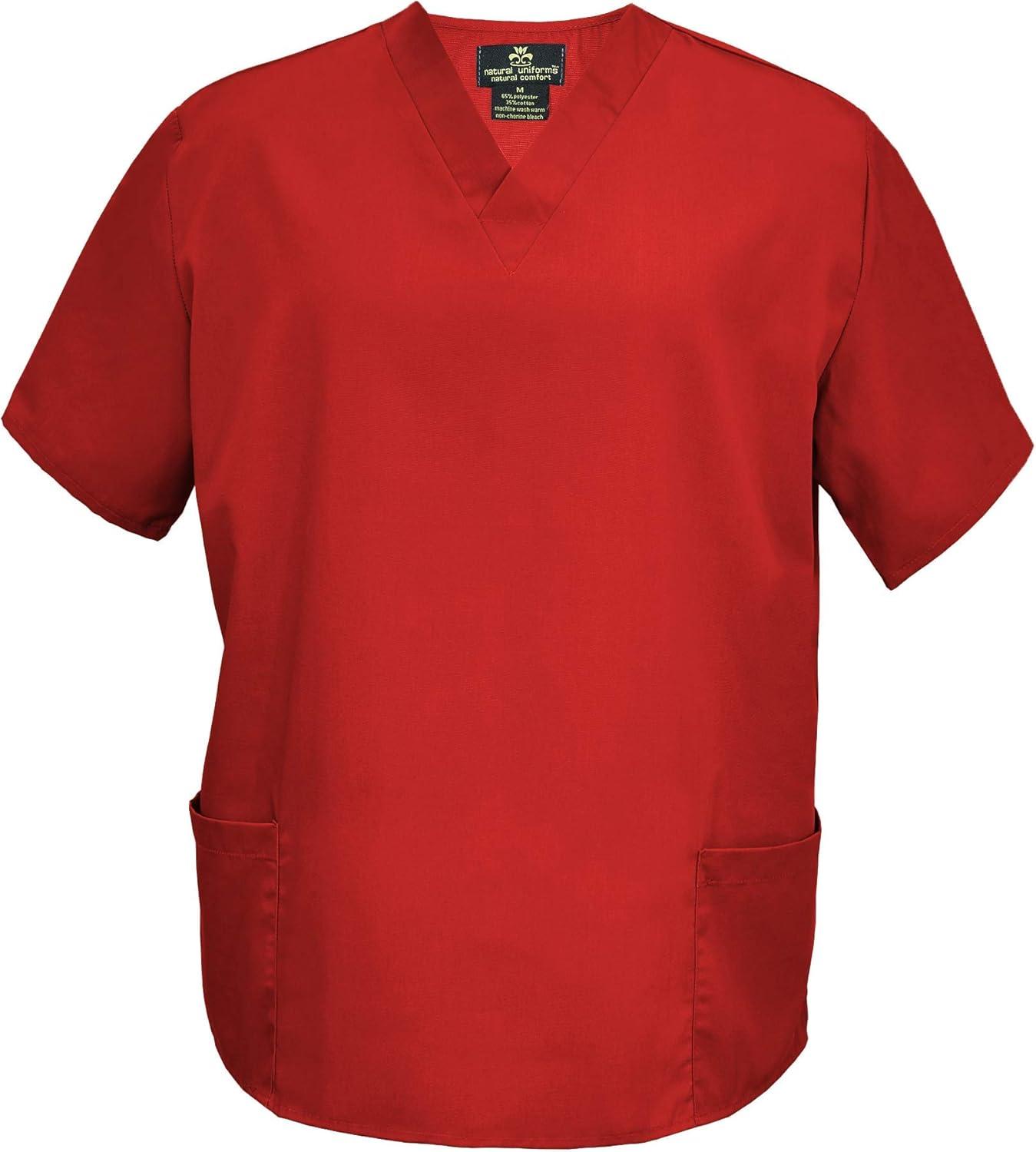 imageNatural Uniforms Mens Scrub Set Medical Scrub Tops and PantsRed