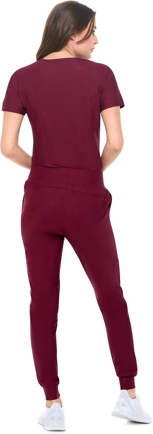 imageNatural Uniforms Ultra Stretch Womens Jogger Scrub SetBurgundy