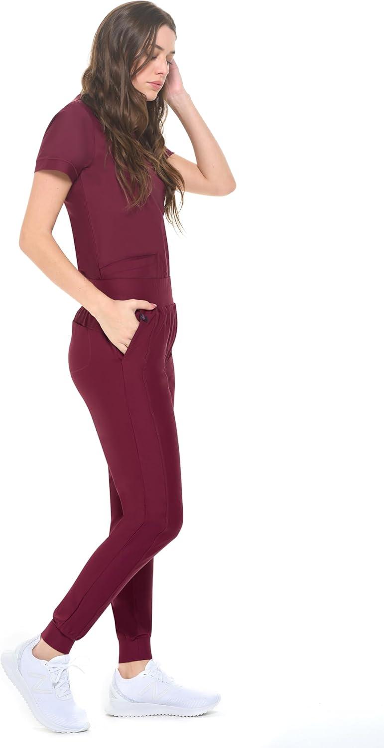 imageNatural Uniforms Ultra Stretch Womens Jogger Scrub SetBurgundy