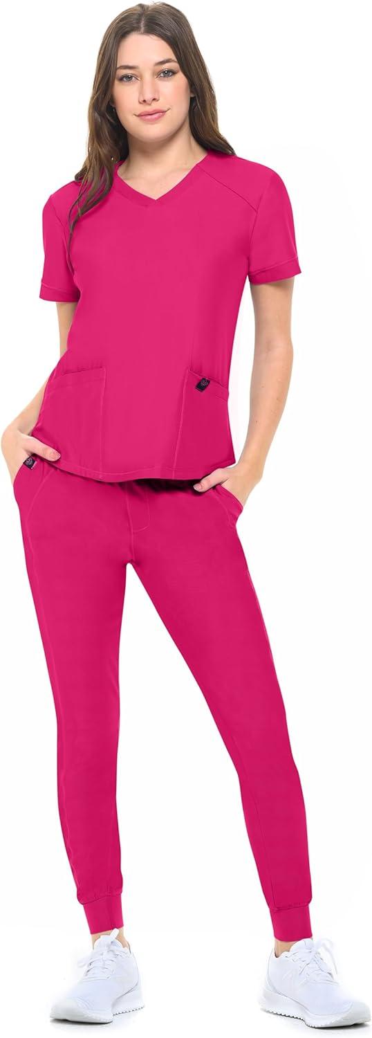 imageNatural Uniforms Ultra Stretch Womens Jogger Scrub SetHot Pink