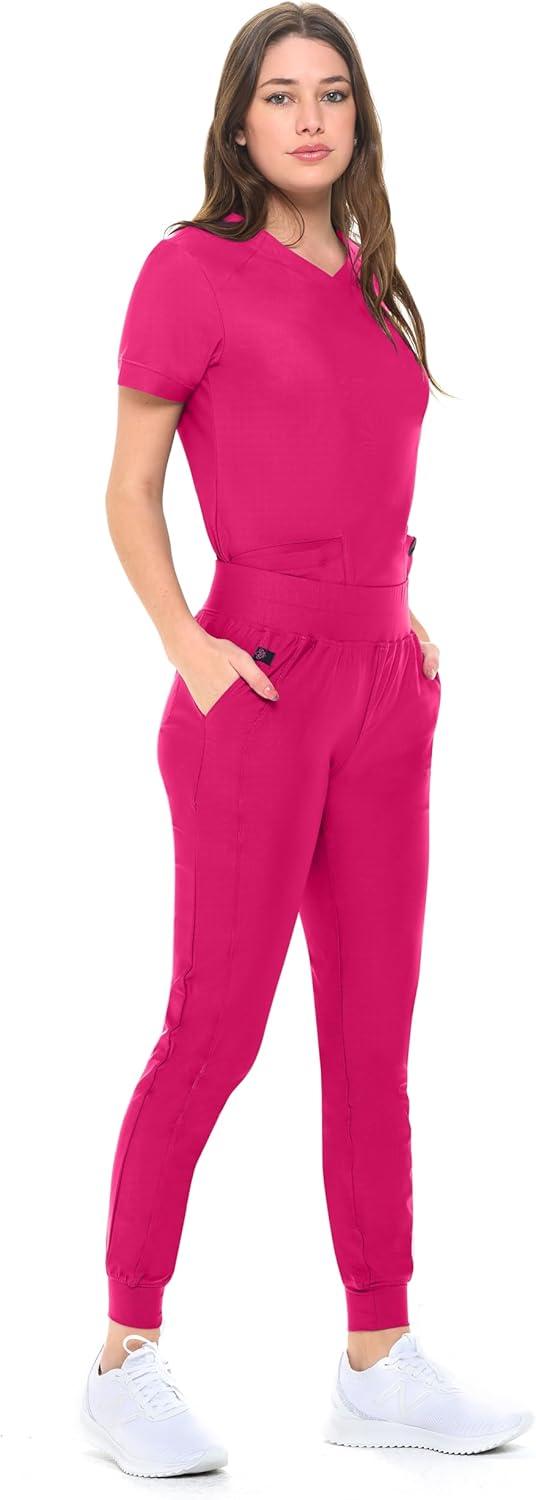 imageNatural Uniforms Ultra Stretch Womens Jogger Scrub SetHot Pink