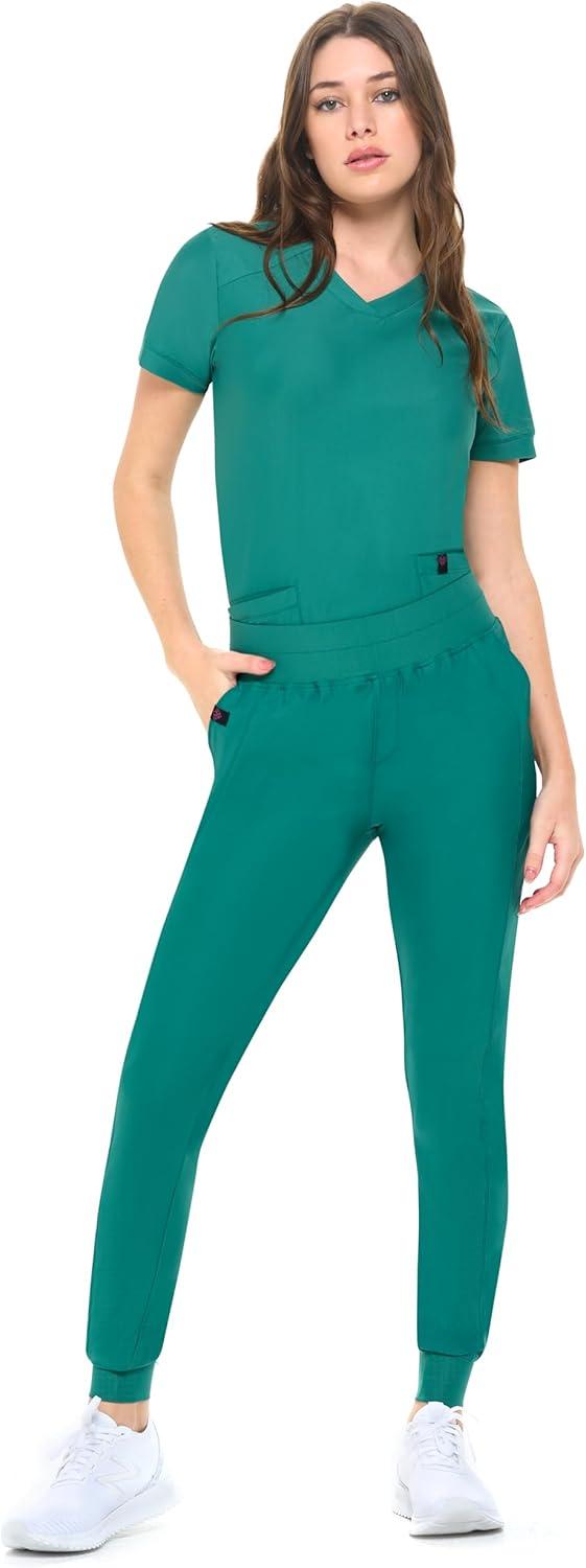imageNatural Uniforms Ultra Stretch Womens Jogger Scrub SetTrue Hunter Green