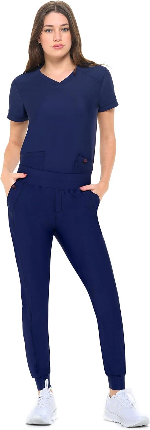 imageNatural Uniforms Ultra Stretch Womens Jogger Scrub SetTrue Navy Blue