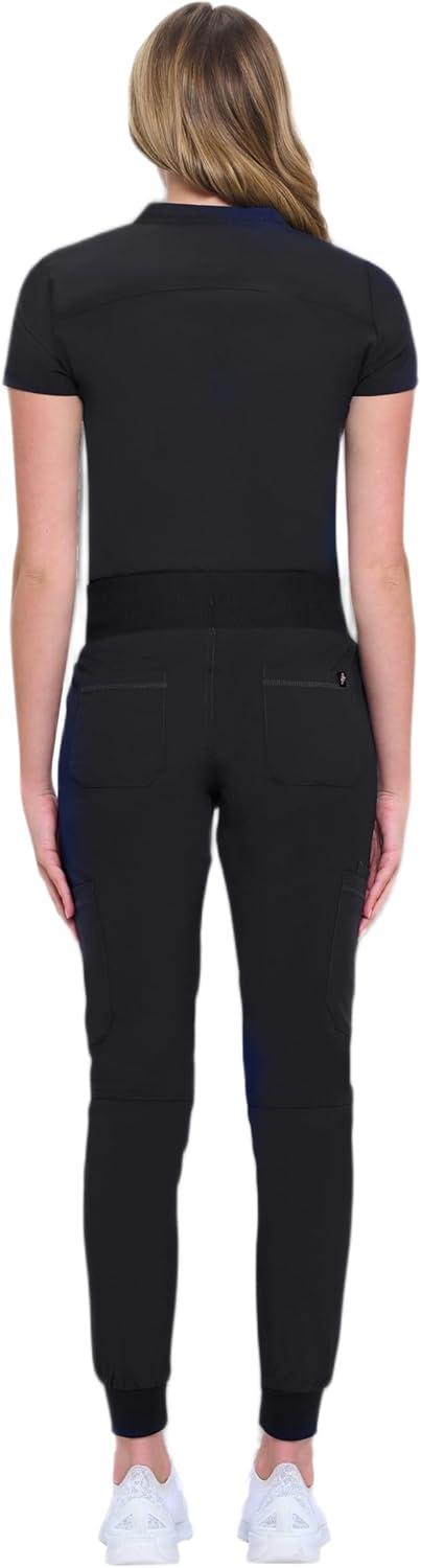 imageNatural Uniforms Womens Cool Stretch Modern TuckIn Top Yoga Jogger Scrub Set with Regular and Petite SizesBlack