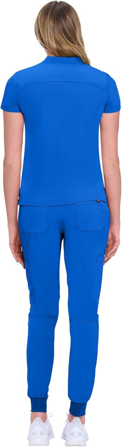 imageNatural Uniforms Womens Cool Stretch Modern TuckIn Top Yoga Jogger Scrub Set with Regular and Petite SizesTrue Royal Blue