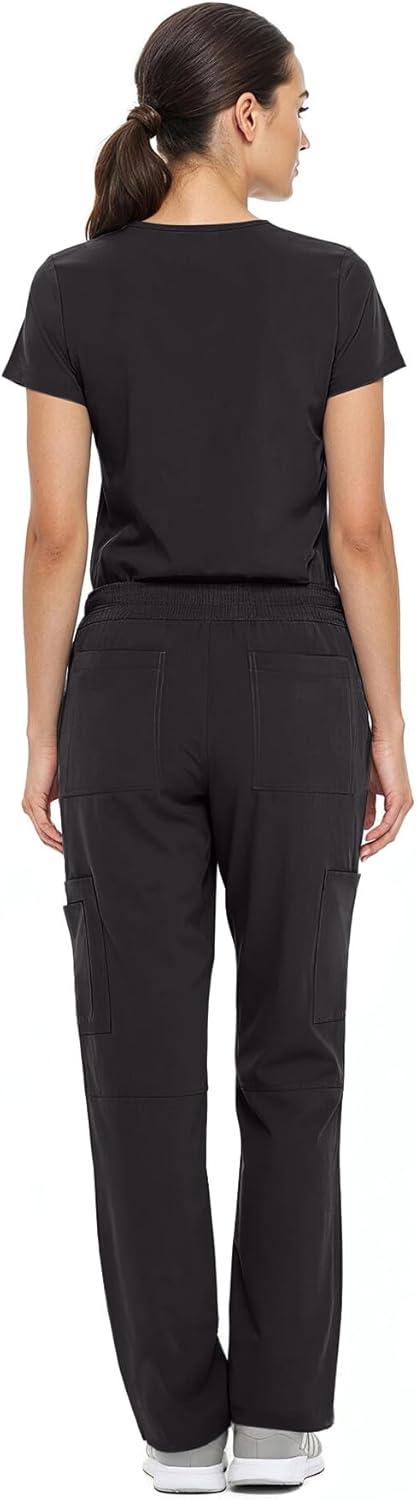imageNatural Uniforms Womens Cool Stretch VNeck Top and Cargo Pant Scrub Set with Regular and Petite SizesBlack