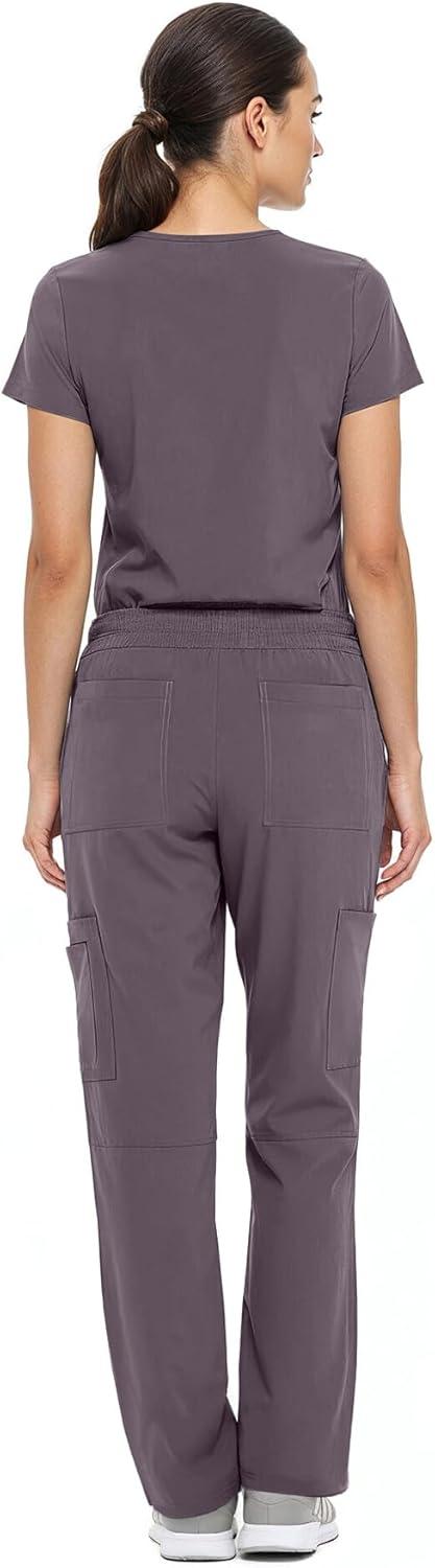 imageNatural Uniforms Womens Cool Stretch VNeck Top and Cargo Pant Scrub Set with Regular and Petite SizesCharcoal