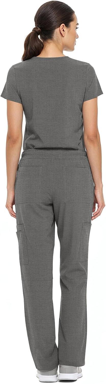 imageNatural Uniforms Womens Cool Stretch VNeck Top and Cargo Pant Scrub Set with Regular and Petite SizesHeather Grey