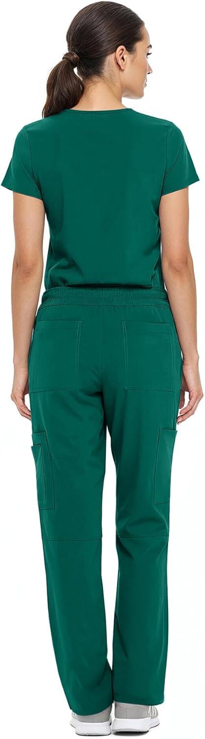 imageNatural Uniforms Womens Cool Stretch VNeck Top and Cargo Pant Scrub Set with Regular and Petite SizesTrue Hunter Green