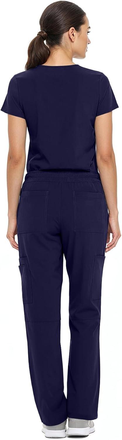 imageNatural Uniforms Womens Cool Stretch VNeck Top and Cargo Pant Scrub Set with Regular and Petite SizesTrue Navy Blue