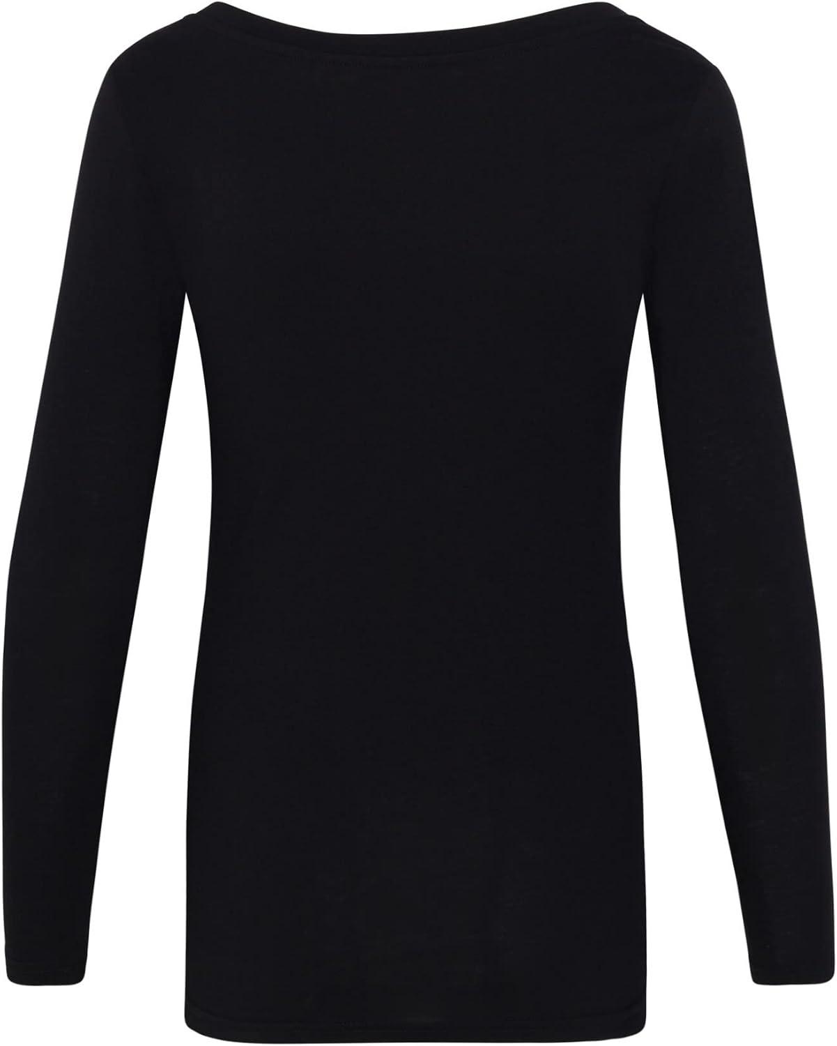 imageNatural Uniforms Womens Long Sleeve Extra Wide ScoopNeck TShirt Under Scrub2pkblack
