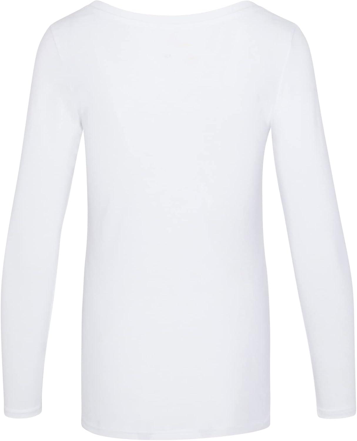 imageNatural Uniforms Womens Long Sleeve Extra Wide ScoopNeck TShirt Under Scrub2pkwhite