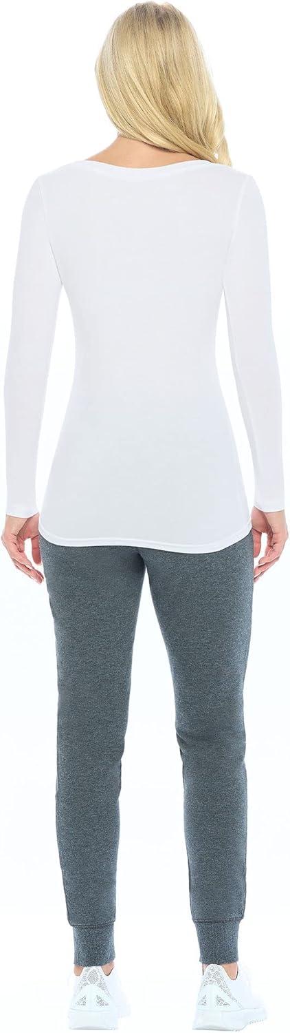 imageNatural Uniforms Womens Long Sleeve Extra Wide ScoopNeck TShirt Under Scrub2pkwhite
