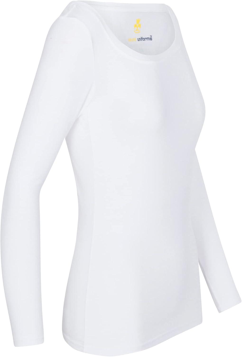 imageNatural Uniforms Womens Long Sleeve Extra Wide ScoopNeck TShirt Under Scrub2pkwhite