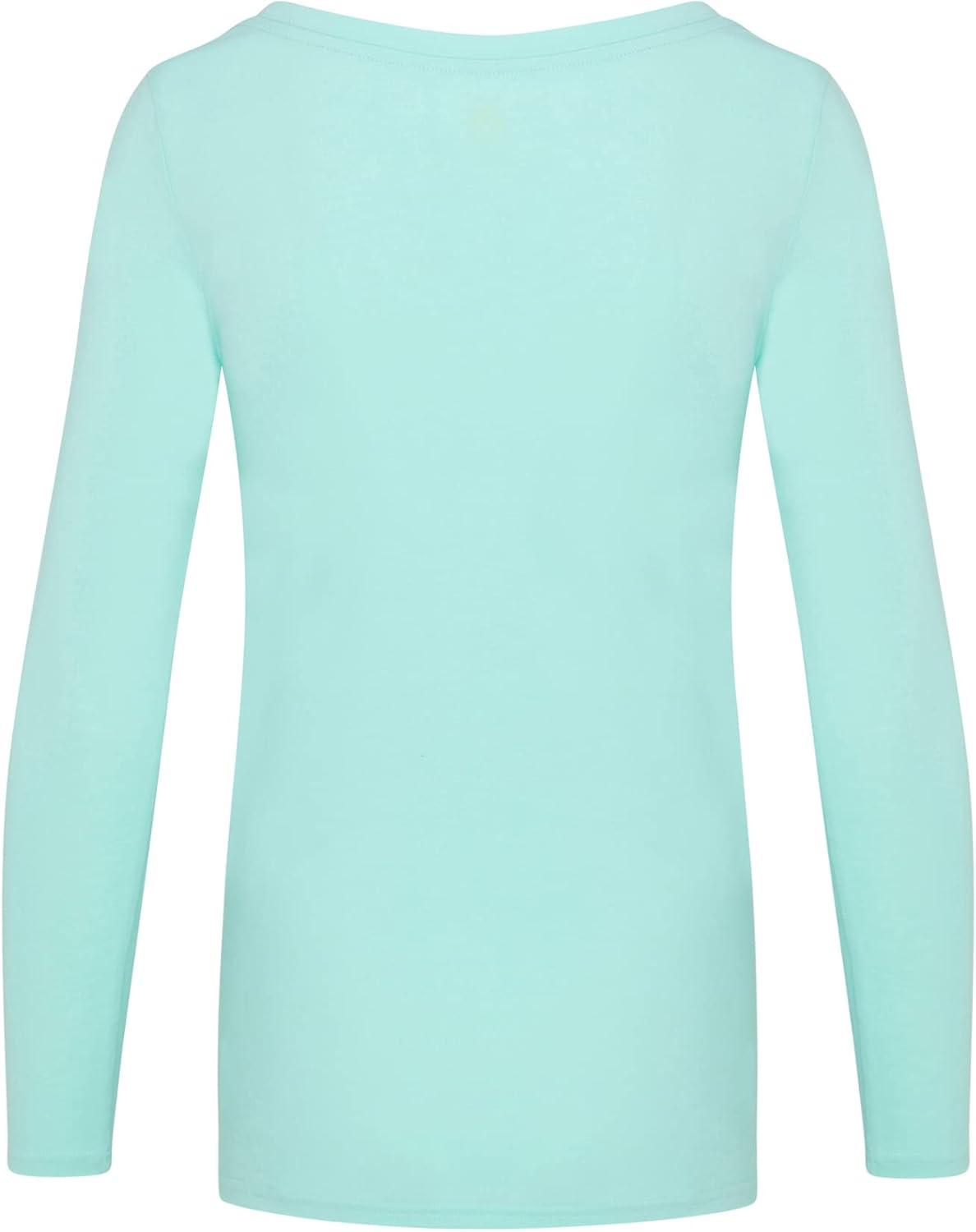 imageNatural Uniforms Womens Long Sleeve Extra Wide ScoopNeck TShirt Under ScrubAqua