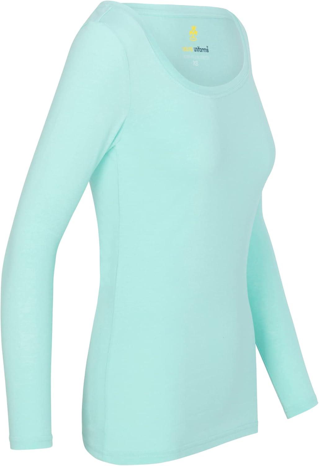 imageNatural Uniforms Womens Long Sleeve Extra Wide ScoopNeck TShirt Under ScrubAqua