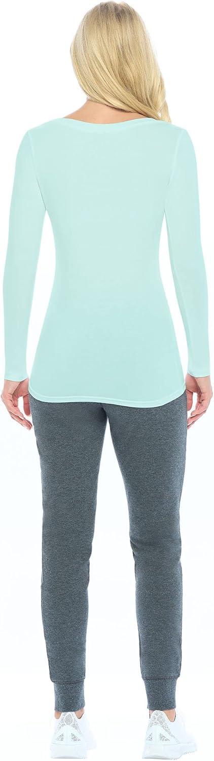 imageNatural Uniforms Womens Long Sleeve Extra Wide ScoopNeck TShirt Under ScrubAqua