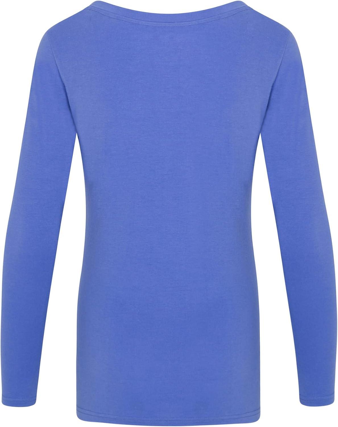 imageNatural Uniforms Womens Long Sleeve Extra Wide ScoopNeck TShirt Under ScrubCeil Blue