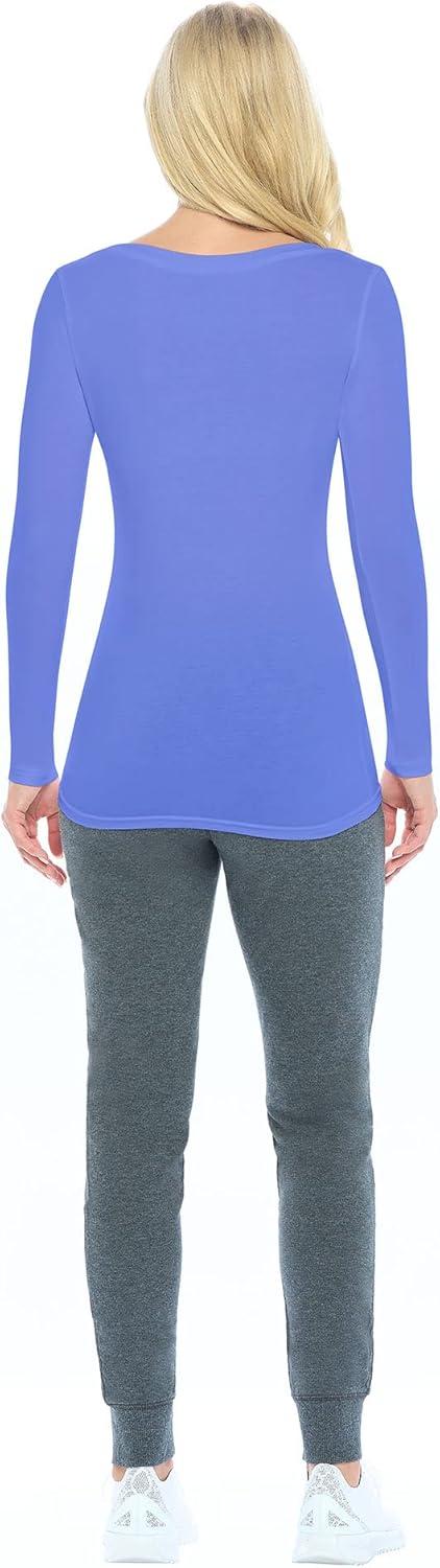 imageNatural Uniforms Womens Long Sleeve Extra Wide ScoopNeck TShirt Under ScrubCeil Blue