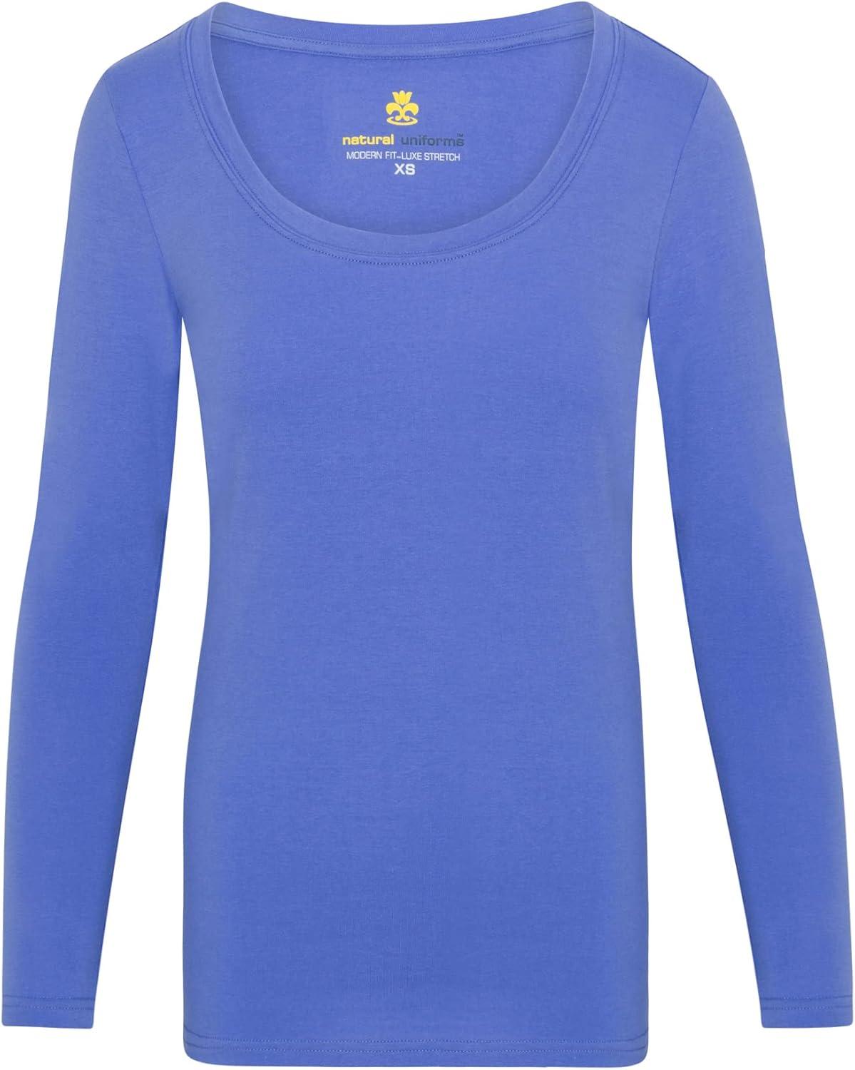 imageNatural Uniforms Womens Long Sleeve Extra Wide ScoopNeck TShirt Under ScrubCeil Blue